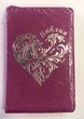 Библия 055 zti (код G1 7117) "Серебряное серце " темная фуксия с цветами искусс. кожа